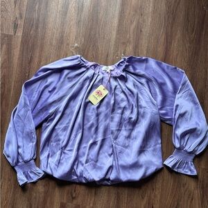 Entro Blue Ruffled 3/4 Sleeve Blouse